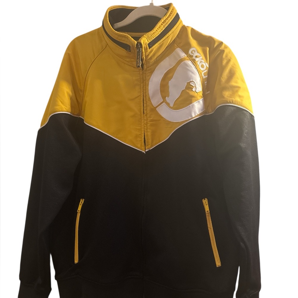 Vintage Ecko Unitd Men’s Large Full Zip Black Yellow Track Jacket Sweatshirt Y2K